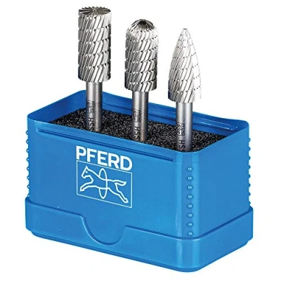 Imagen de PFERD Juego de fresas HSS 3 piezas dentado 3, diámetro 12 mm, del vástago 6 mm 22900811 universal para acero, hierro fundido y