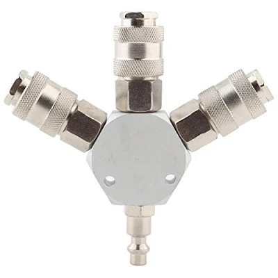 Imagen de conector neumático, Conexión de aire rápida Adaptador rápido 3 vías para manguera con rosca 1/4 &#039;&#039; F NPT