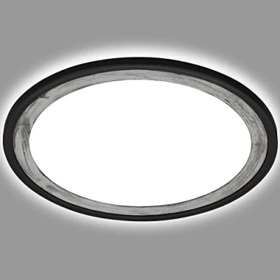 Imagen de Briloner Leuchten Plafón LED con efecto de retroiluminación, delgado, Ultraplano, Plateado, Luz blanca neutra, Diámetro 293 mm, Negro