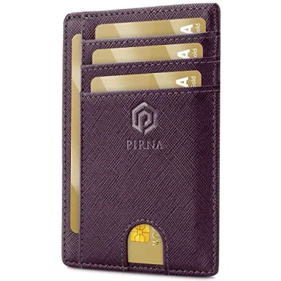 Imagen de PIRNA Carteras de Mujer Pequeñas con Bloqueo RFID Cartera Tarjetero y Hombre Caja Regalo Tarjeteros Tarjetas Credito Morado