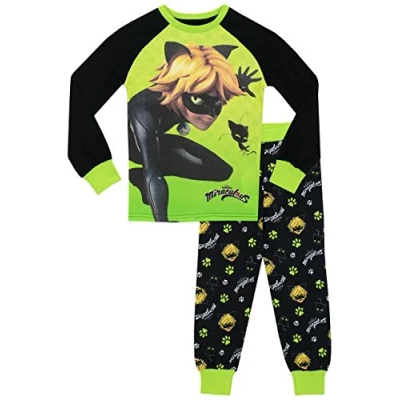 Imagen de Miraculous Ladybug Pijama para Niños Cat Noir Ajuste Ceñido 5 6 Años