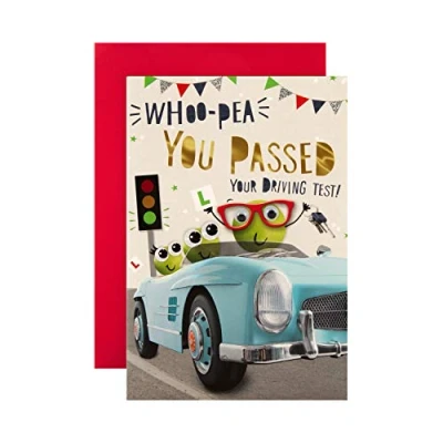 Imagen de Hallmark Tarjeta de felicitación para el pase prueba conducción, diseño divertido ojos saltones