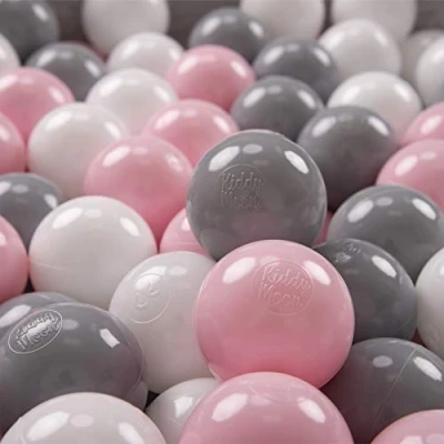 Imagen de KiddyMoon 200/6Cm ∅ 6Cm Bolas Colores De Plástico para Piscina Niños, Blanco/Gris/Rosa Claro