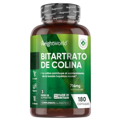 Imagen de Bitartrato De Colina 714mg 180 Cápsulas Veganas Natural Activa Para 3 Meses Suministro Contribuye al Metabolismo Normal La Homocisteína, los Lípidos y Función Hepática