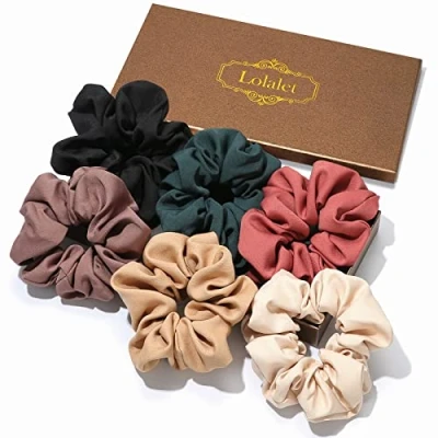 Imagen de Lolalet 6 Coleteros de Satén, Scrunchies Seda para Pelo Mujer Lazos Chica Suave Gomas Elástica Cabello E