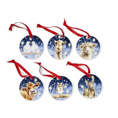 Imagen de Royal Worcester Wrendale Designs Juego de 6 Adornos para árbol Navidad