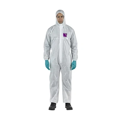 Imagen de Ansell AlphaTec 1500 Model 138, Mono de Trabajo Desechable, Protección Quimica Tipo 5/6, Traje Integral y Impermeable Multiuso, Bricolaje e Mecanica, Hombre Mujer, Blanco, Talla XL (1 Unidad)