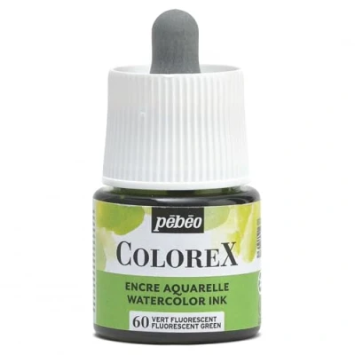 Imagen de Pebeo Tinta Colorex 45 ML Verde fluorescente para acuarela de acabado aterciopelado dibujo multiuso todos los medios