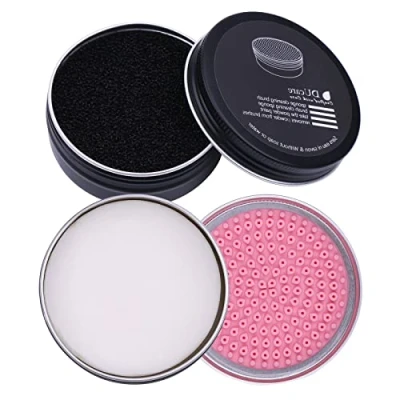 Imagen de DUcare limpiador de brochas y pinceles maquillaje 2 piezas : jabón 60g (aceite coco) esponja eliminación color, Almohadilla limpieza silicona.