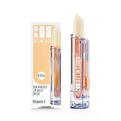 Imagen de BELWEDER Bálsamo Labiales Protección Solar SPF20 con Vitamina E Protector, Calmante, Regenerador Ideal para Mar y Montaña Transparente Hombre Mujer (1 Unit)
