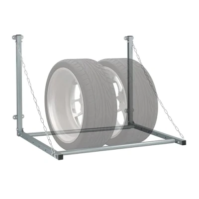 Imagen de Relaxdays Soporte Ruedas Pared, para Colgar 4 Llantas, Almacenaje Neumáticos, Telescópico, hasta 90 kg, Acero, Gris, 70,5 x 143 73 cm
