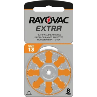 Imagen de RAYOVAC Pilas para audífonos (80 Unidades, Tipo 13, PR48, código de Color Naranja, 1,45 V, 80 10 x 8 Pilas)