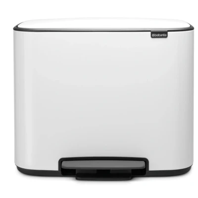 Imagen de Brabantia Bo Pedal Bin Cubo de basura 11 + 23 litros, Acero Inoxidable, Blanco, 54x36,4x44 cm