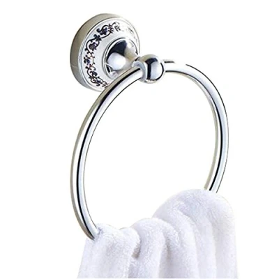Imagen de Acero inoxidable Anillo de toalla Baño cocina montado en la pared Porta toallas Cerámica, Cromado