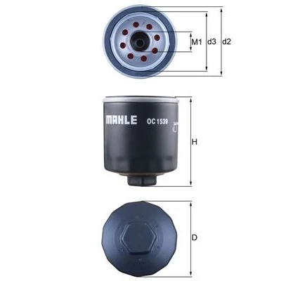 Imagen de MAHLE ORIGINAL OC 1539 Filtro de aceite con válvula bloqueo retorno enroscable FORD: Transit V363 Furgón