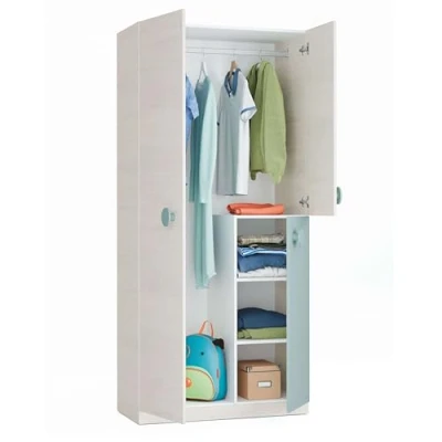 Imagen de Habitdesign Armario Juvenil, Acabado en Color Blanco Alpes y Verde Acqua, Medidas: 90 cm (Largo) x 200 (Alto) 52 (Fondo)