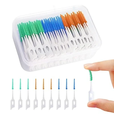 Imagen de MIVAIUN 210 Piezas Cepillos Interdentales de Silicona,Sticks Limpieza Bucal,Limpiador Dientes Dental,Palillos Entre para Interdental Oral Limpieza(Azul Verde Naranja)