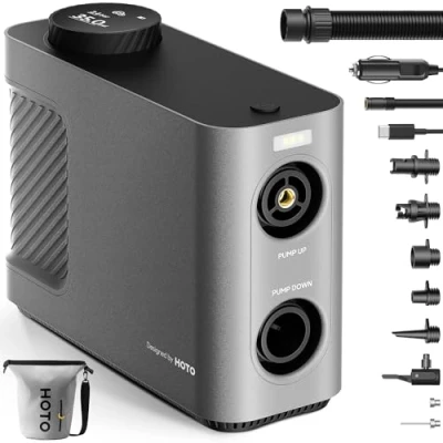 Imagen de HOTO Air Pump Master, gonfiatore di pneumatici portatile per Auto e Bici, pompa d&#039;aria elettrica materassi ad Aria, Kayak, Camper