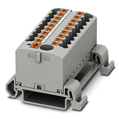 Imagen de PHOENIX CONTACT PTFIX 6/18X2,5 NS35A GY Bloque de distribución horizontal y alimentación integrada, 690 V, 24 A, número conexiones, sección transversal 0,14 mm²