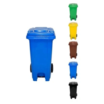 Imagen de JARDIN202 Cubo de Basura 120 Litros con Pedal y Ruedas Contenedor Robusto L (Azul)
