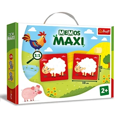 Imagen de Trefl Memos Maxi Animales en la Granja Juego de Memoria Educativo para los más Pequeños, Encontrar Pares Imágenes, Elementos Grandes y Cartón Grueso, Niños a Partir 2 años