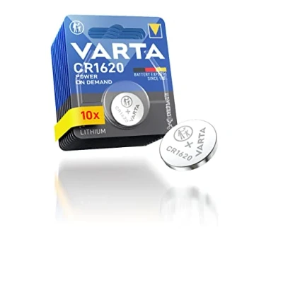 Imagen de VARTA Pilas de Botón CR1620, paquete 10, Power on Demand, Lithium, 3V, embalaje seguro para niños, dispositivos Smart Home, llaves coche y otras aplicaciones