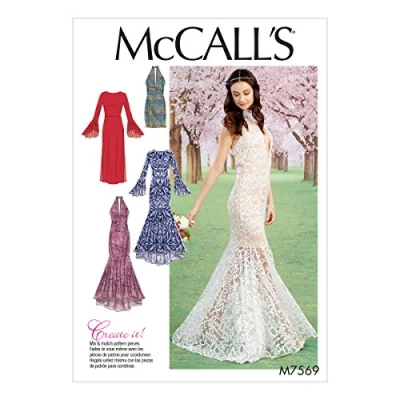 Imagen de McCall&#039;s MCCALL 7569 A5 Patrón para Vestidos de Mujer, Tallas 6 14, Pañuelo, Multicolor, 17.00 x 0.5 0.070 cm