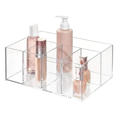 Imagen de InterDesign iDesign Organizador para armario de tocador guardar accesorios maquillaje y belleza, 5 compartimentos, transparente cosmético, secciones