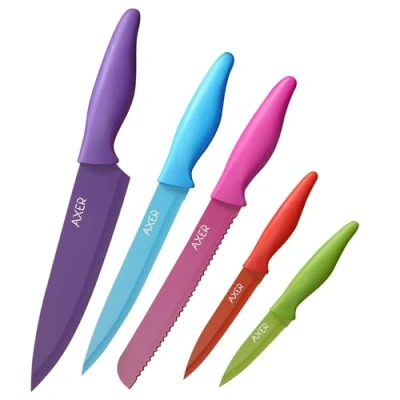 Imagen de Axer Set Cuchillos Cocina Colores juego de Profesional Acero Cuchillo 5 piezas Knife
