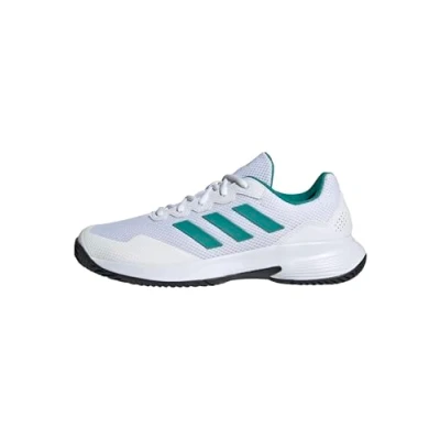 Imagen de adidas Performance Gamecourt 2 Zapatillas de tenis para tierra batida, Hombre, Talla: 46 2/3, White/pure teal/core black Tela/tejido sintético