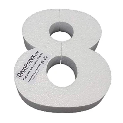 Imagen de DecoPorex Número 8 de 20 cm Alto, 3cm Grueso en poliestireno expandido para Decoracion Eventos, celebracion, Aniversario y cumpleaños