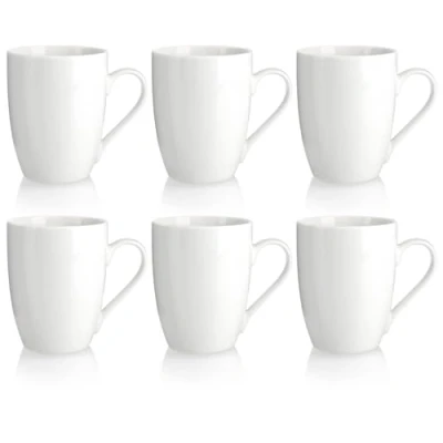 Imagen de COM FOUR® 6x Tazas de café cerámica diseño Moderno Cafetera para Bebidas frías y Calientes Taza con Asa Blanca Beber 300 ml (06 piezas blanco crema)