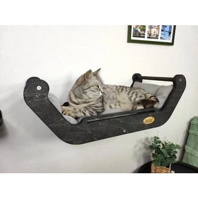 Imagen de Cama para gatos, pared de escalada hamaca escalada, accesorio escalera elementos juego (color oscuro)