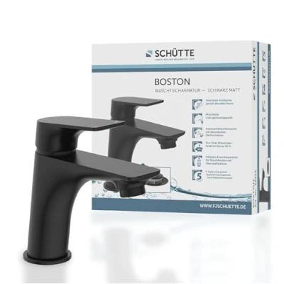 Imagen de SCHÜTTE BOSTON 33216 grifo de baño negro mate, lavabo, mezclador negro, moderno monomando con desagüe, lavabo para tu