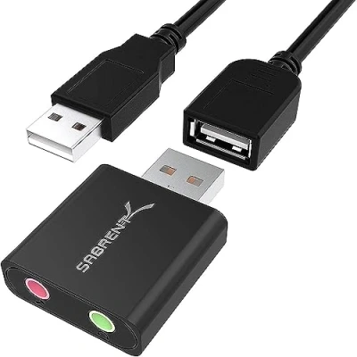 Imagen de SABRENT Adaptador USB a Jack 3,5 mm para Auriculares con Entrada de micrófono Tarjeta Sonido Externa estéreo 3D Compatible PS4, Windows y Mac [AU EMCB]
