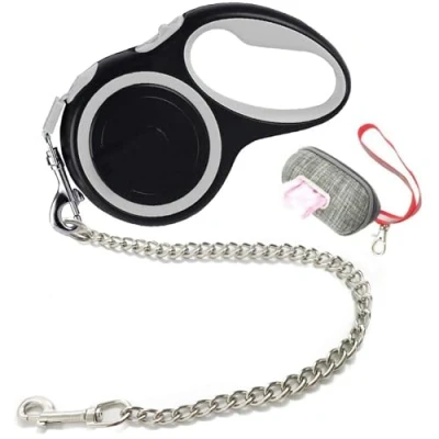Imagen de Etechydra Correa retráctil para Perro, de Perro Cadena Plomo Duradera 5 m, Correas Extensibles Cinta Nailon Grande, medianos, Gris