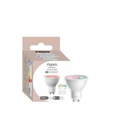Imagen de Aqara Bombilla LED T2(GU10, RGB CCT), Thread/Zigbee, Blanca Regulable, 2000K 9000K, Cambio de color con 16 Millones Colores, 30W Equivalente, Matter, Compatible HomeKit, Alexa, Google Home