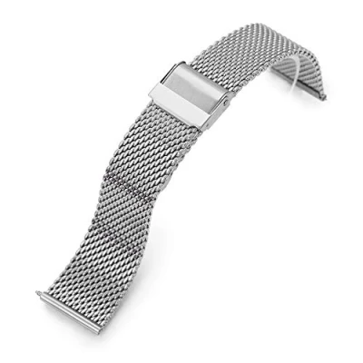 Imagen de MiLTAT Correa de reloj malla milanesa cónica liberación rápida 21 mm cepillada, metálico, Large, pulsera