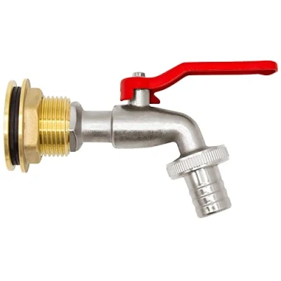Imagen de VARIOSAN 14702 Conducto para barril de lluvia y grifo bola (3/4&quot;, latón)
