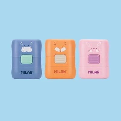 Imagen de Caja expositora 16 gomas con cepillo COMPACT, serie especial Funny Animals MILAN®