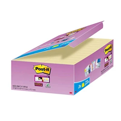 Imagen de Post it Notas Super Sticky Canary Yellow, 21 blocs + 3 GRATIS, 47.6 mm x