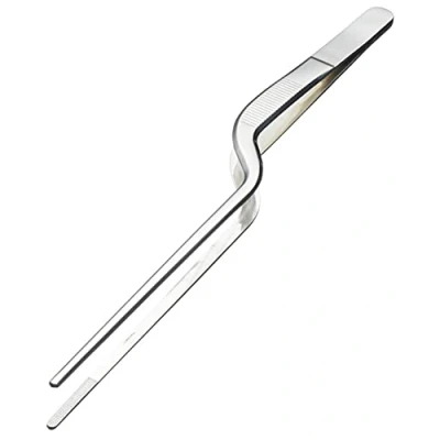 Imagen de MasterClass pinzas de cocina profesionales, acero inoxidable, anguladas, metal finas, plateadas, 21 cm, 5 años garantía, 1 unidad