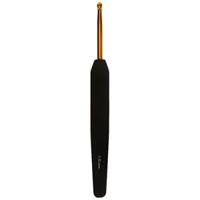 Imagen de KnitPro 30804, Crochet Hook, Soft Handle, 3.50 mm, Plastic, Aluminium, Black, Gold, 20 cm x 5 1