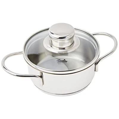 Imagen de Fissler Häppchen Miniolla de 0,5 L y 12 cm diámetro, acero inoxidable, olla para porciones pequeñas, con tapa cristal, apta inducción