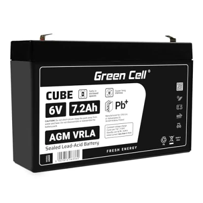 Imagen de Green Cell Recambio de Batería Gel AGM 6V 7.2Ah Rechargeable Pila Sellada Plomo ácido sin Mantenimiento Reemplazo para Sistemas Alarma Antirrobo Video vigilancia