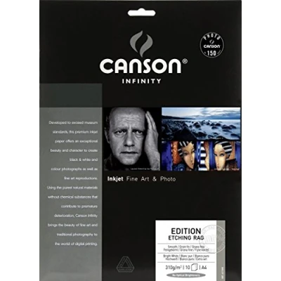 Imagen de Canson Infinity Edition Etching Rag, Digital Art Reproduction, Suave, 310g, Hoja, A4 21x29,7cm, Blanco puro, 10 Hojas