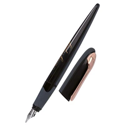 Imagen de Online Pluma estilográfica AIR negro oro rosa, punta de caligrafía 1,4 mm, cartuchos tinta estándar o convertidor, forma triangular, para escritura fina y suave, bolígrafo diario,