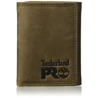 Imagen de Timberland PRO Men&#039;s Leather Trifold Wallet with ID Window, Dark Brown/Pullman