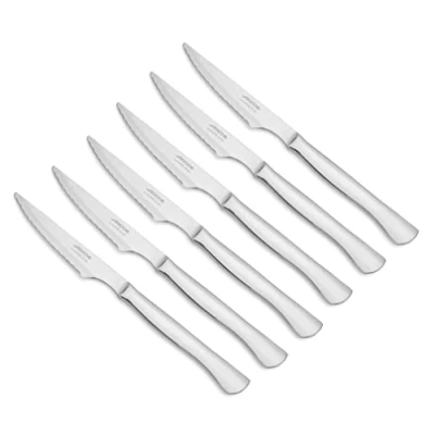 Imagen de Arcos Cuchillos de Mesa Juego Chuleteros 6 piezas (6 Cuchillos) Monoblock una pieza Acero Inoxidable 110 mm Color Plata