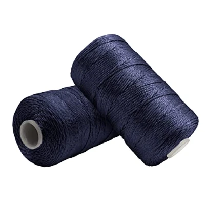 Imagen de Uiopa Hilo Macrame 1,5mm x 400m, Cuerda de Nylon para Ganchillo, Banda Macramé Azul Oscuro Bolsos a Crochet, Bricolaje, Decoración, Manualidades